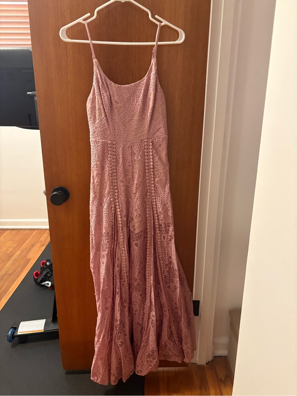 Angel Biba Dusty Rose Lace Jumpsuit
